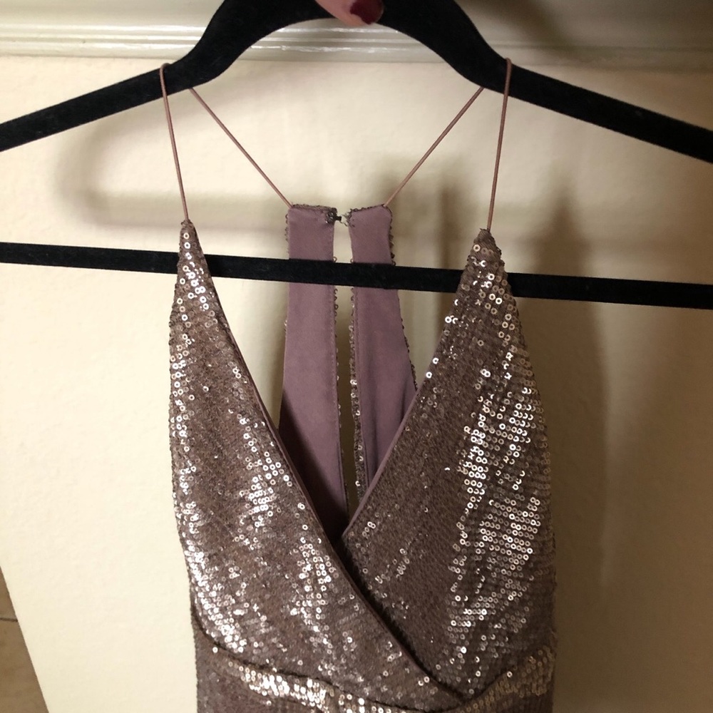 Astr Bronze Sequin Romper - image 3